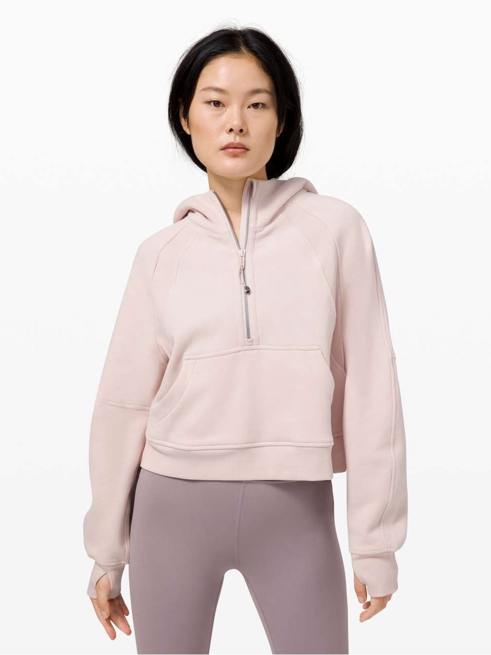 lululemon athletica Pale Pink Cropped Half-Zip Hoodie